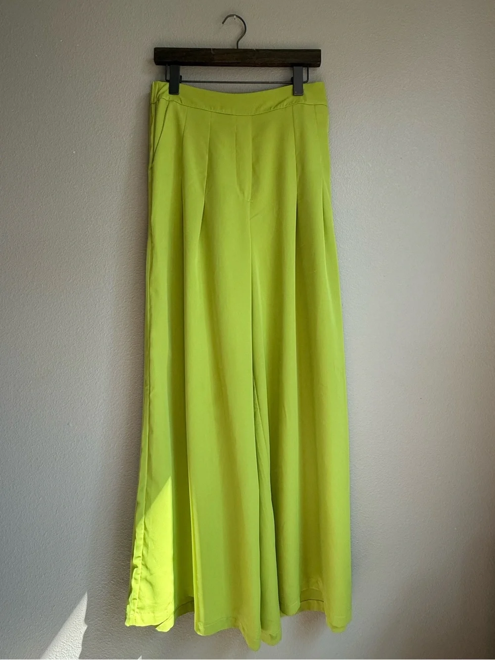 Neon green j.NNA for Dressed in LALA wide leg pants